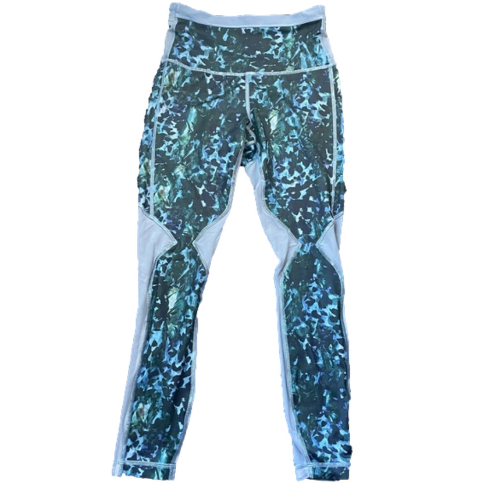 𝅺LULULEMON Printed Mesh Legging size 4 Green Blue Purple